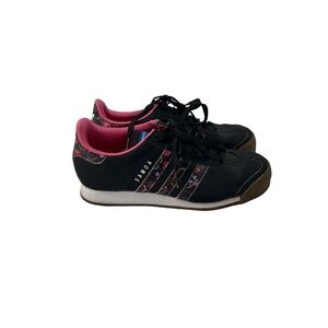 Adidas Samoa Black‎ & Pink 3 Stripe Floral Accents Active Shoes Sz 7.5 Womens